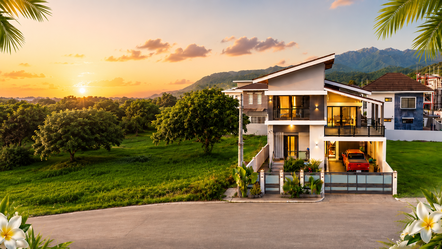 Peter & Jade Beach House exterior at sunset